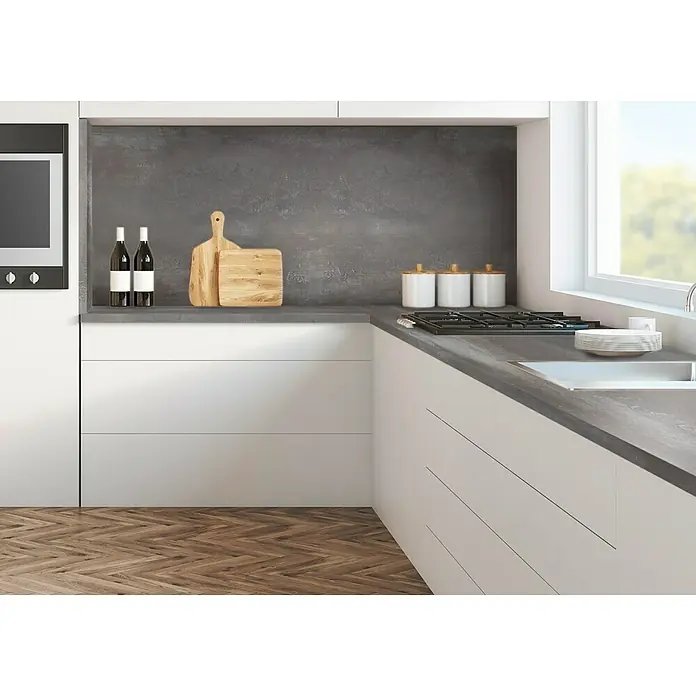 CUCINE Küchenrückwand Fixmaß - Berlin Concrete, 363 x 63,5 cm, Stärke: 9,6 mm, Holz
