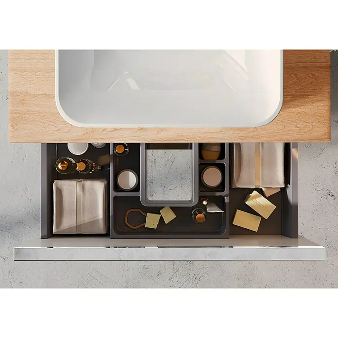 Riva Look Waschtischunterschrank - 60 x 44,9 x 63,5 cm, Weiß, Hochglanz