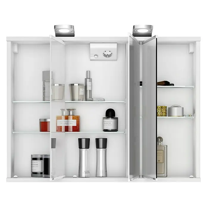 Jokey LED-Spiegelschrank Lena - B x H: 80 x 64 cm, Mit Beleuchtung, MDF, Weiß