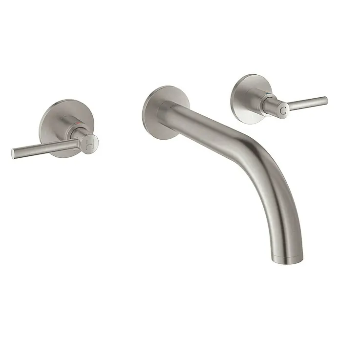 Grohe Atrio Wand-Waschtischarmatur 2 - 3-Loch, Supersteel, Matt - Vorderansicht