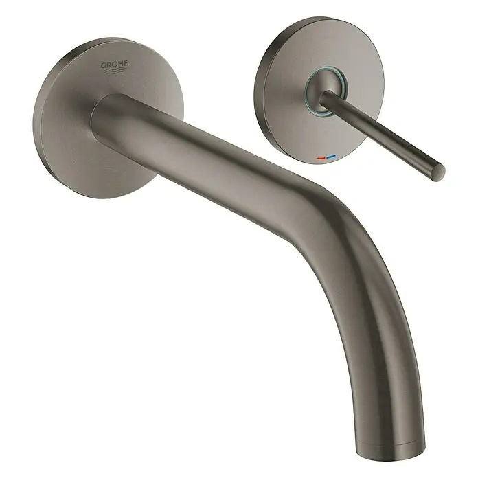 Grohe Atrio Wand-Waschtischarmatur L - 2-Loch, Hard Graphite, Matt - Vorderansicht
