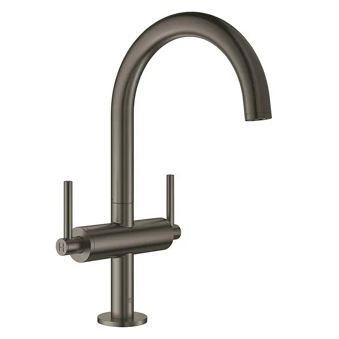 Grohe Atrio Waschtischarmatur L-Size - Hebelgriff, Hard Graphite, Matt - Vorderansicht