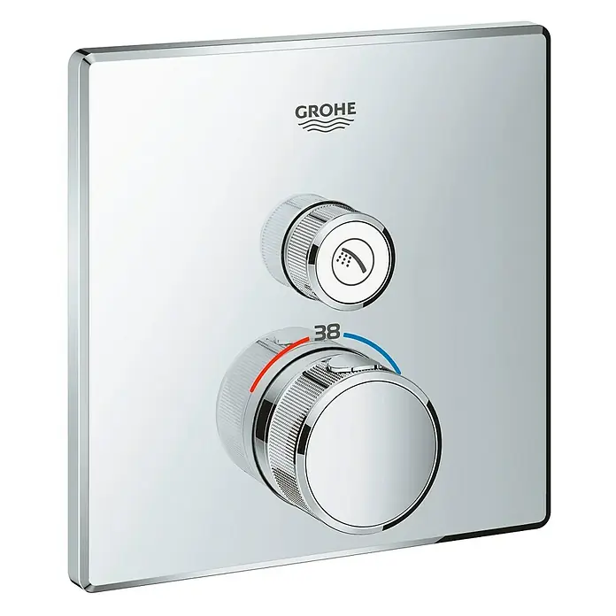 Grohe Grohtherm SmartControl UP-Thermostatarmatur - Mit 1 Absperrventil, Eckig, Chrom, Glänzend - Vorderansicht