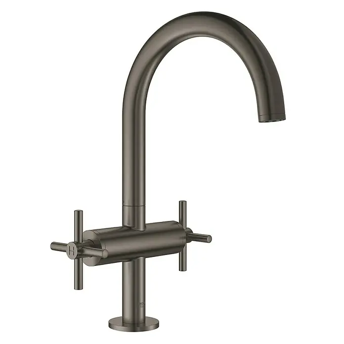 Grohe Atrio Waschtischarmatur L-Size - Kreuzgriff, Hard Graphite, Matt - Vorderansicht