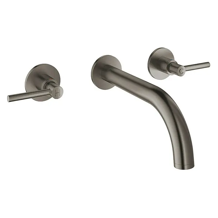 Grohe Atrio Wand-Waschtischarmatur 2 - 3-Loch, Hard Graphite, Matt - Vorderansicht