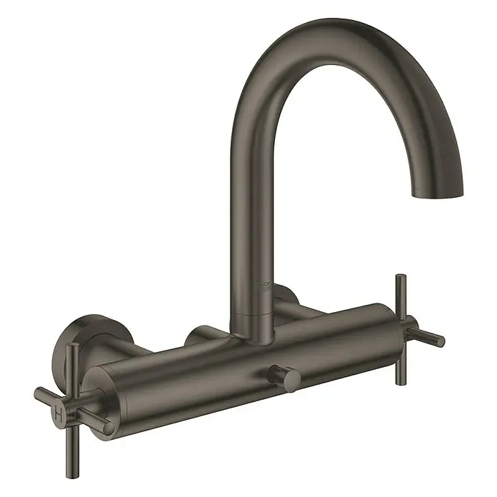 Grohe Atrio Badewannenarmatur - Zweigriffmischer, Hard Graphite, Matt - Vorderansicht