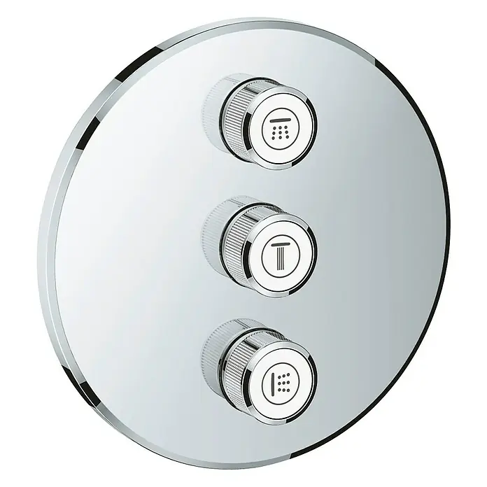 Grohe Grohtherm SmartControl Unterputzventil - Mit 3 Absperrventilen, Chrom, Rund - Vorderansicht