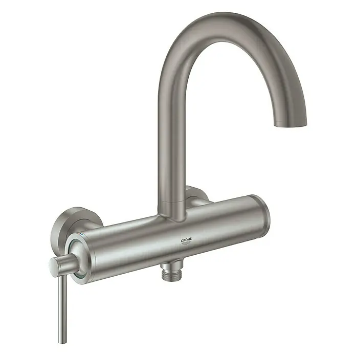 Grohe Atrio Badewannenarmatur - Supersteel, Matt - Vorderansicht
