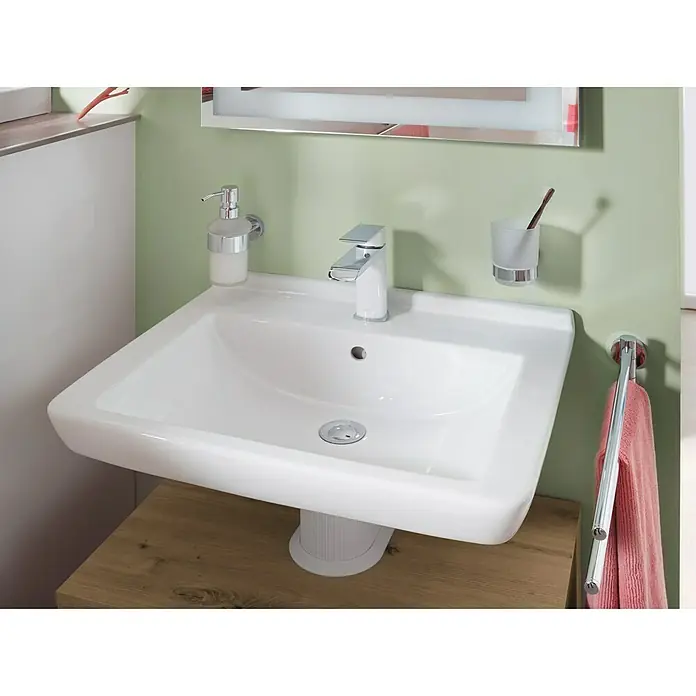 Camargue Empire Lavabo - 58 x 47 cm, Sin esmalte especial, Orificios para grifo: Medio, Con desbordamiento, Blanco
