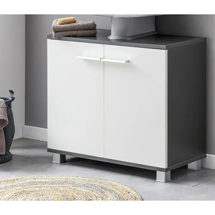 Riva Kupaonski ormarić za nasadni umivaonik Stable - 65 x 32,5 x 60 cm, Antracit, Bijele boje
