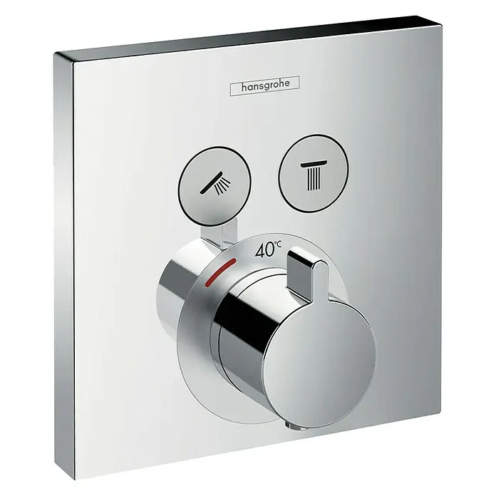 Hansgrohe UP-Thermostatarmatur ShowerSelect - Unterputz, Eckig, Chrom, Glänzend - Vorderansicht