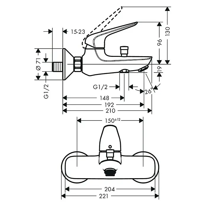 Hansgrohe Slavina za kadu - Krom, Sjaj