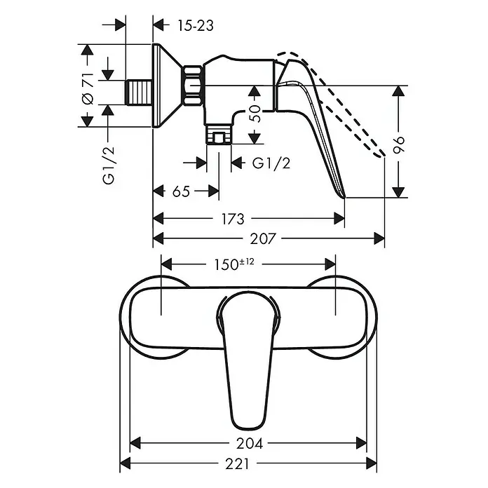 Hansgrohe Miješalica za tuš - Krom, Sjaj