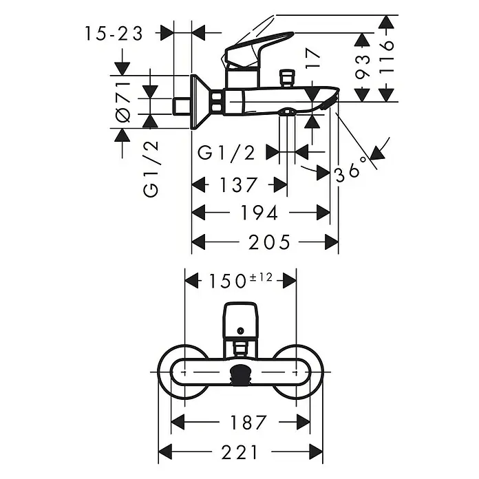 Hansgrohe Slavina za kadu - Krom, Sjaj
