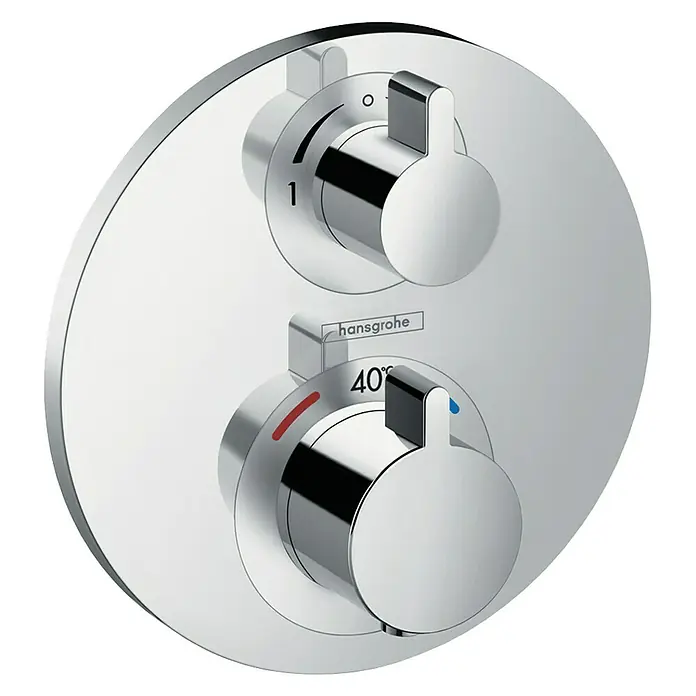 Hansgrohe Inbouwthermostaatkraan Ecostat S - Rond, Chroom, Glanzend - Vooraanzicht