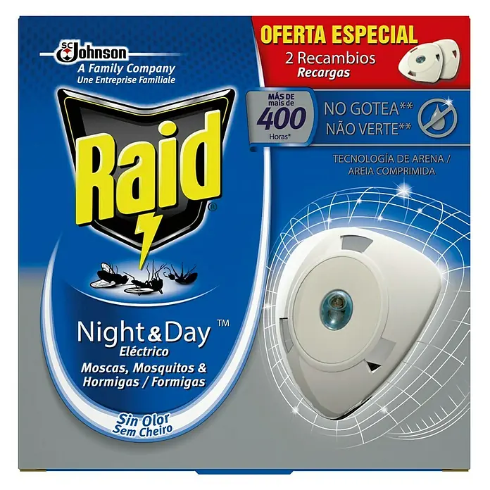 Raid Producto anti-insectos eléctrico líquido Night&Day 2 recambios - 2 uds.