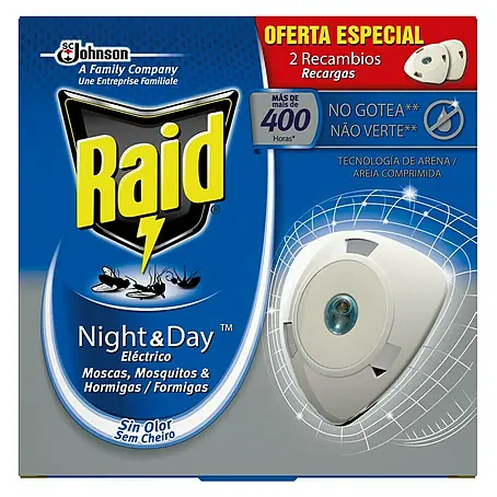 Raid  Producto anti-insectos eléctrico líquido Night&Day 2 recambios