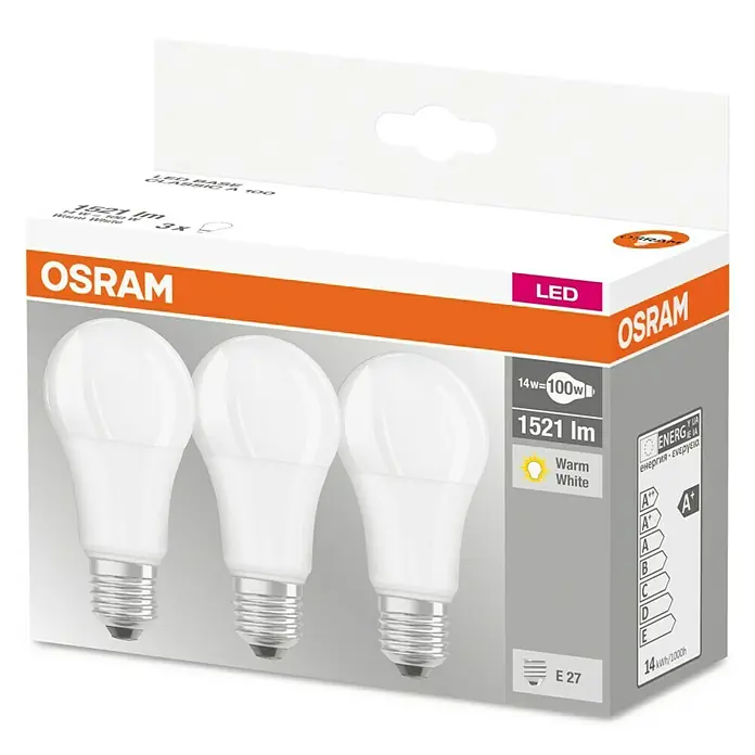 Osram LED-Leuchtmittel - 13 W, E27, Warmweiß, Nicht Dimmbar, 3 Stk.