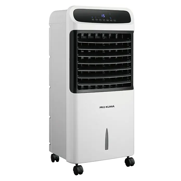 Proklima Rashlađivač zraka 18 litara - Bijelo-crno, Visina: 81 cm, 80 W, Transportni kotačići - Pogled sprijeda