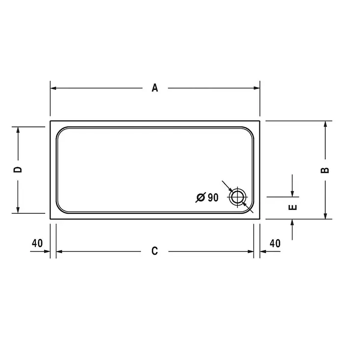 Duravit D-Code Duschwanne - L x B: 160 x 70 cm, Kunststoff, Weiß, Ohne Antirutsch-Oberfläche, Rechteckig - Detailaufnahme