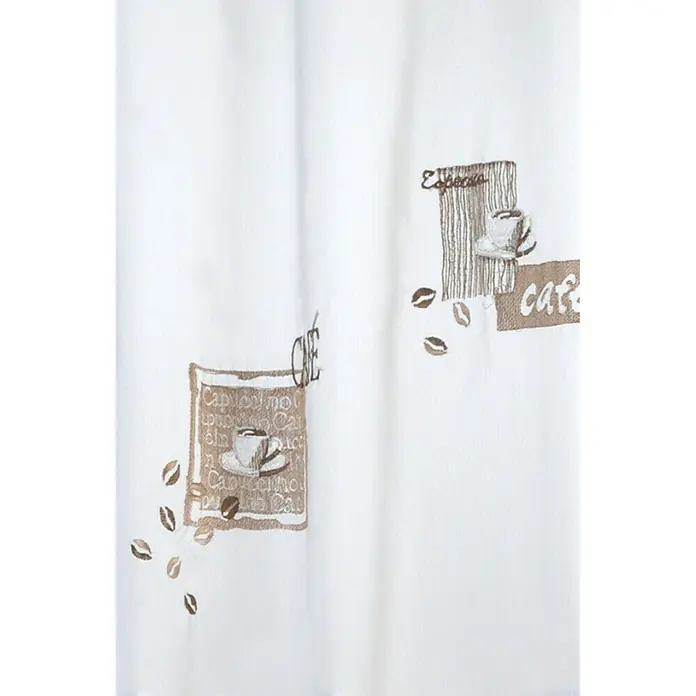 Elbersdrucke Cafehaus-Gardine Café - 140 x 48 cm, 100 % Polyester, Braun/Weiß - Detailaufnahme