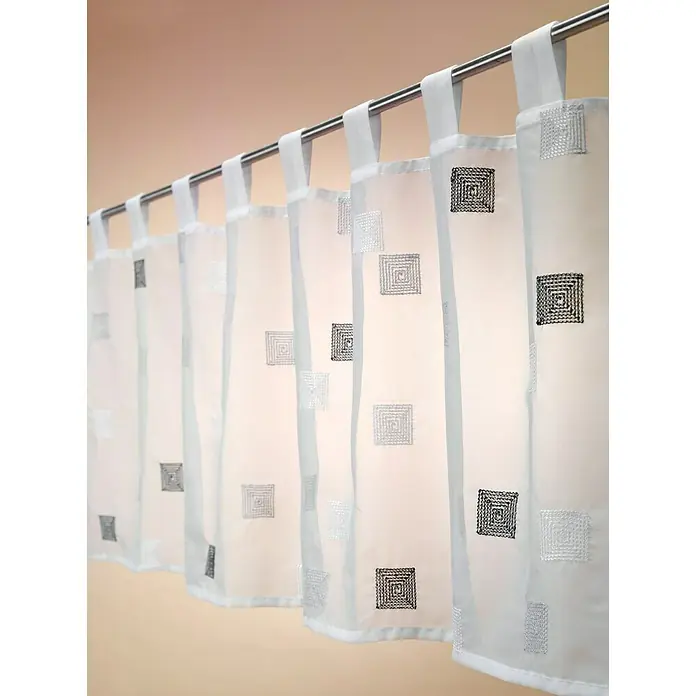 Elbersdrucke Bistrogardine Quadro - 140 x 48 cm, 100 % Polyester, Schwarz/Weiß - Stimmungsaufnahme