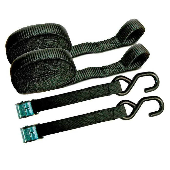 Ponsa Correa de amarre con trinquete - L x An: 2,2 m x 25 mm, 2 ud., Negro, Elástico