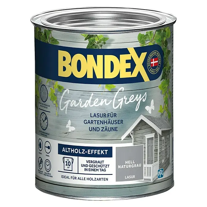 Bondex Holzlasur Garden Greys - Hell Naturgrau, 750 ml, Seidenmatt