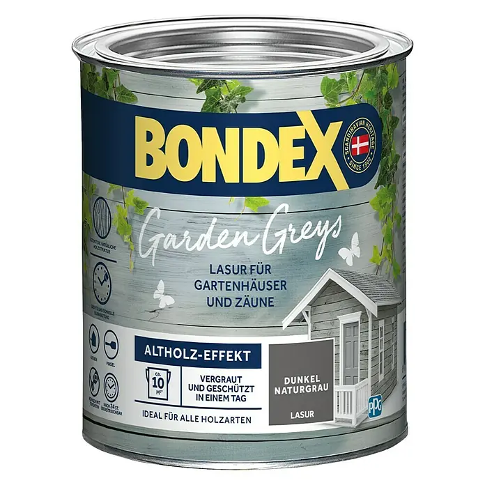 Bondex Holzlasur Garden Greys - Dunkel Naturgrau, 750 ml, Seidenmatt