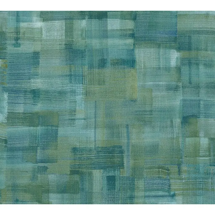AS Creation Geo Nordic Vliestapete Struktur - Blau/Grün, Uni, 10,05 x 0,53 m - Detailaufnahme