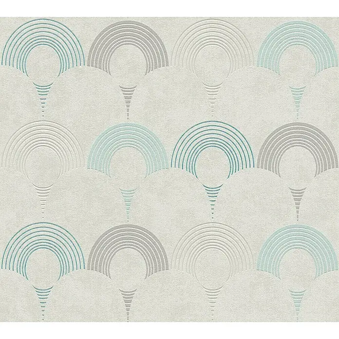 AS Creation Pop Style Vliestapete Kreisoptik - Beige/Blau, Grafisch, 10,05 x 0,53 m - Detailaufnahme