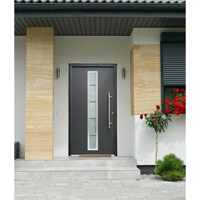 Splendoor Haustür Thermodoor SP70A - 110 x 210 cm, DIN Anschlag: Links, Anthrazit - Stimmungsaufnahme