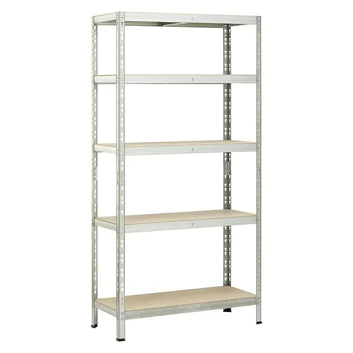 Regalux Estantería para cargas pesadas - L x An x Al: 40 x 90 x 180 cm, Capacidad de carga: 175 kg/balda, Número de baldas: 5 ud., Inserción, Gris - Vista frontal