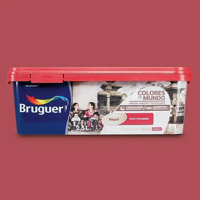 Bruguer Colores del Mundo Pintura para paredes - Nepal Rojo Pashmina, 2,5 l, Mate