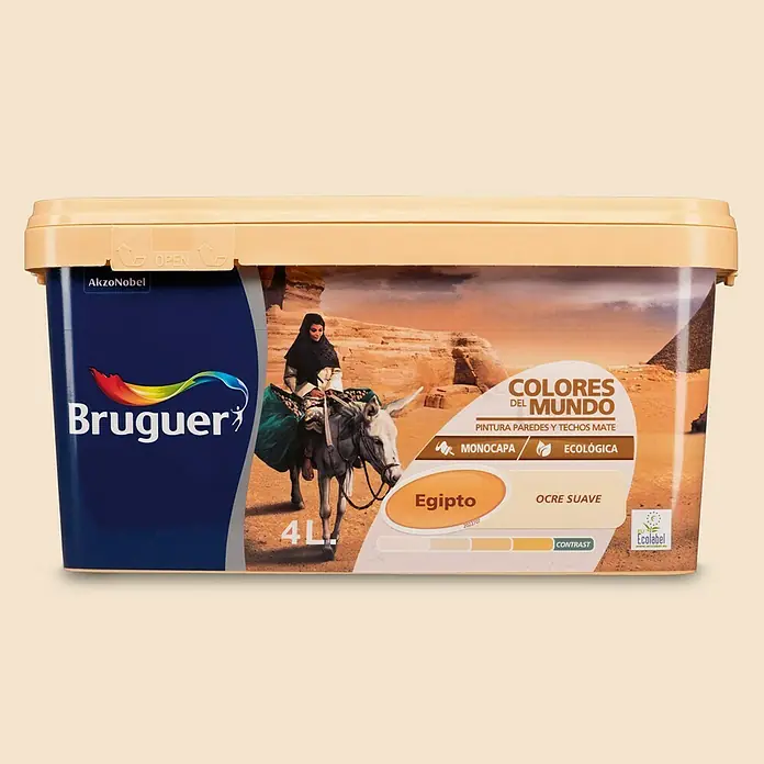 Bruguer Colores del Mundo Pintura para paredes - Egipto ocre suave, 4 l, Mate