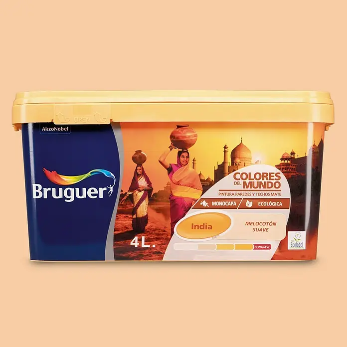 Bruguer Colores del Mundo Pintura para paredes - India melocotón suave, 4 l, Mate