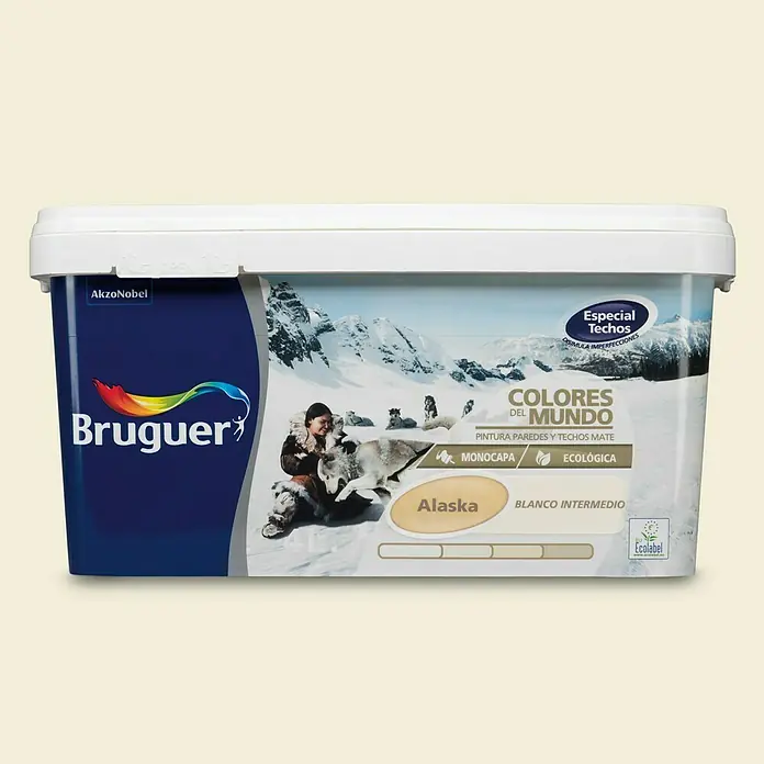 Bruguer Colores del Mundo Pintura para paredes - Alaska blanco intermedio, 4 l, Mate
