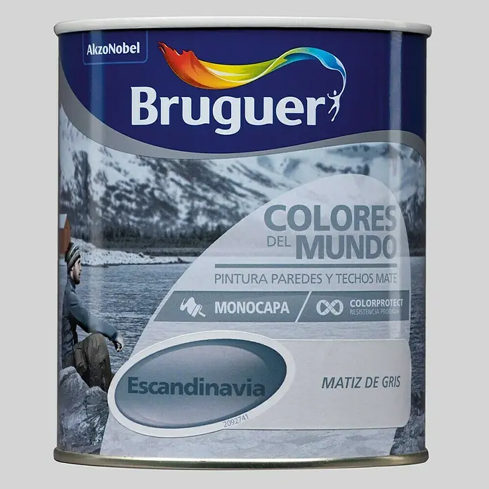 Bruguer Colores del Mundo Pintura para paredes - Escandinavia matiz de gris, 750 ml, Mate