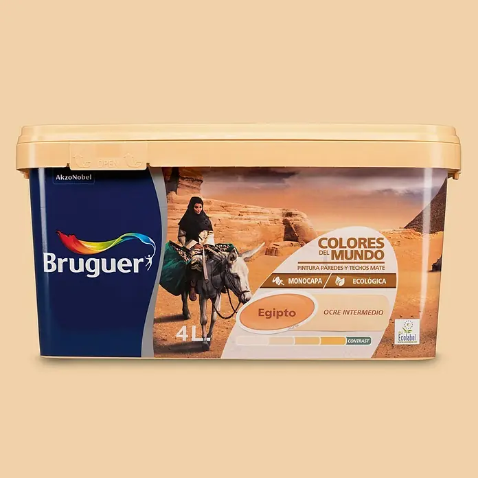 Bruguer Colores del Mundo Pintura para paredes - Egipto ocre intermedio, 4 l, Mate