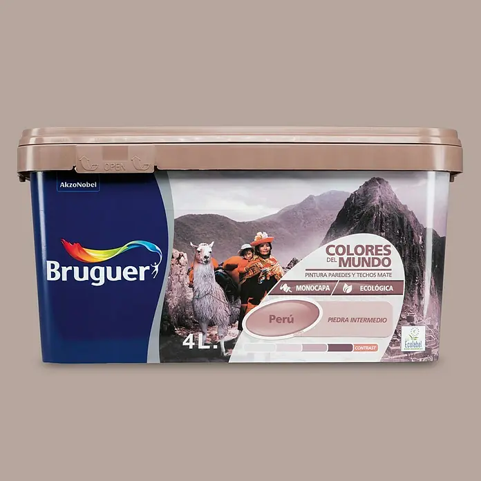 Bruguer Colores del Mundo Pintura para paredes - Perú piedra intermedio, 4 l, Mate