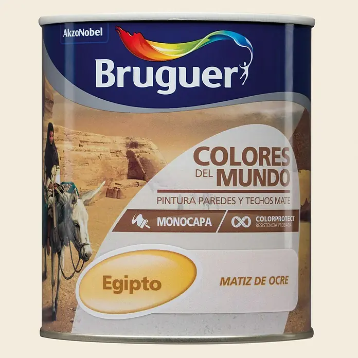 Bruguer Colores del Mundo Pintura para paredes - Egipto matiz de ocre, 750 ml, Mate