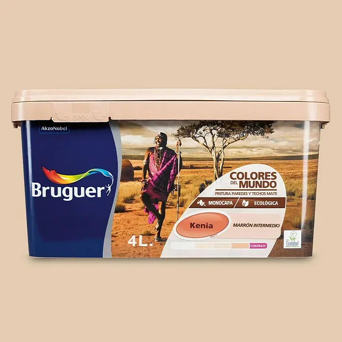 Bruguer Colores del Mundo Pintura para paredes - Kenia marrón intermedio, 4 l, Mate