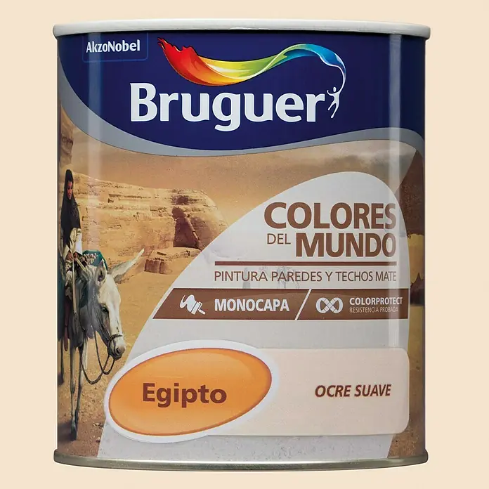 Bruguer Colores del Mundo Pintura para paredes - Egipto ocre suave, 750 ml, Mate