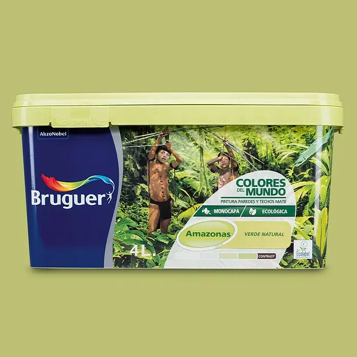 Bruguer Colores del Mundo Pintura para paredes - Amazonas verde natural, 4 l, Mate