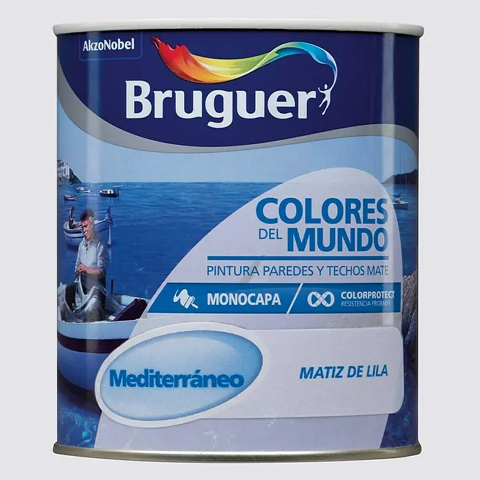 Bruguer Colores del Mundo Pintura para paredes - Mediterráneo lila, 750 ml, Mate