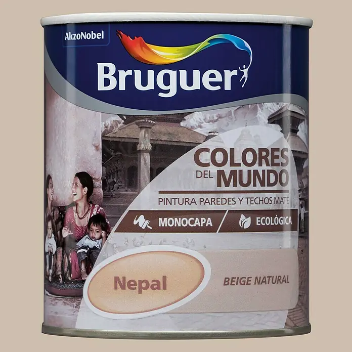 Bruguer Colores del Mundo Pintura para paredes - Nepal beige natural, 750 ml, Mate