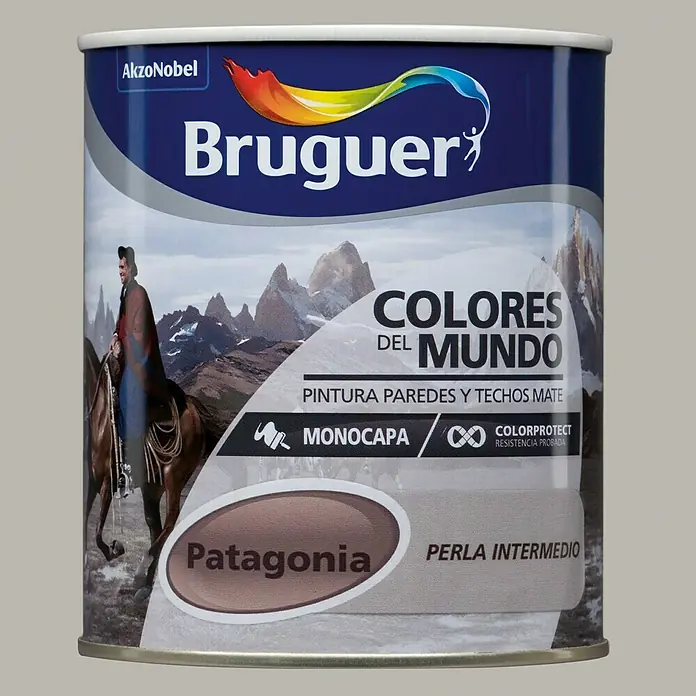Bruguer Colores del Mundo Pintura para paredes - Patagonia Perla Intermedio, 750 ml, Mate