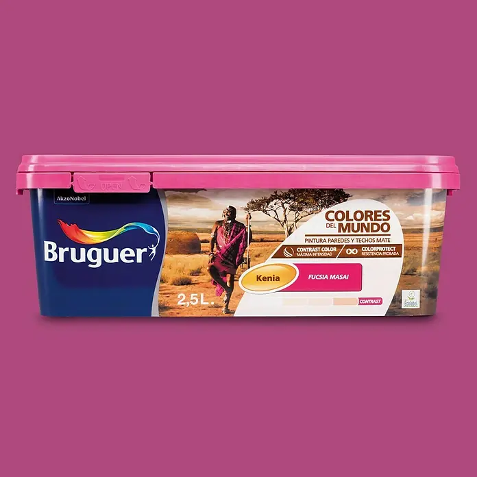 Bruguer Colores del Mundo Pintura para paredes - Kenia fucsia masai, 2,5 l, Mate
