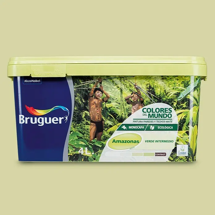 Bruguer Colores del Mundo Pintura para paredes - Amazonas verde intermedio, 4 l, Mate
