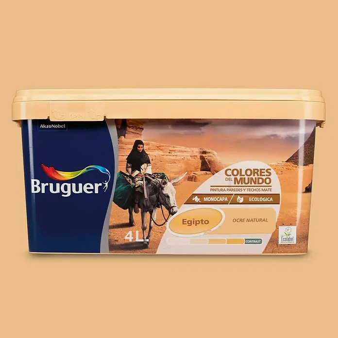 Bruguer Colores del Mundo Pintura para paredes - Egipto ocre natural, 4 l, Mate